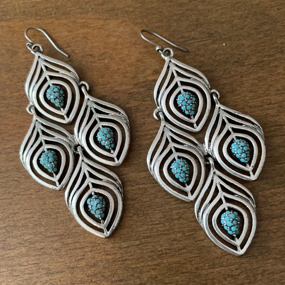 Lucky Brand Jewelry - Feathered and turquoise accented Lucky earrings